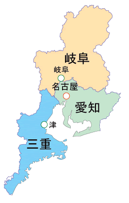 東海３県の地図